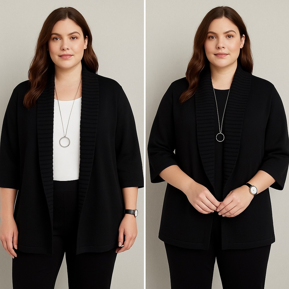 BLK Cardigan Sweater A Line Ribbed Collar Women XL  Minimalist Capsule Wardrobe